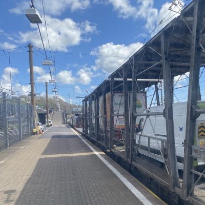 DataMove specialist IT transport vehicle on the Eurotunnel train during a cross-border data centre relocation to France