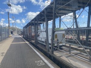 DataMove specialist IT transport vehicle on the Eurotunnel train during cross-border data centre relocation