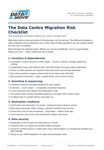 DataMove's Data Centre Migration Risk Checklist